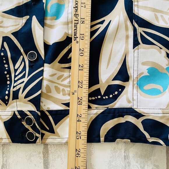 Alfred Dunner Floral Blazer Buttons Cotton Blend Stretch Jacket -Light Stain 12 - Picture 6 of 9